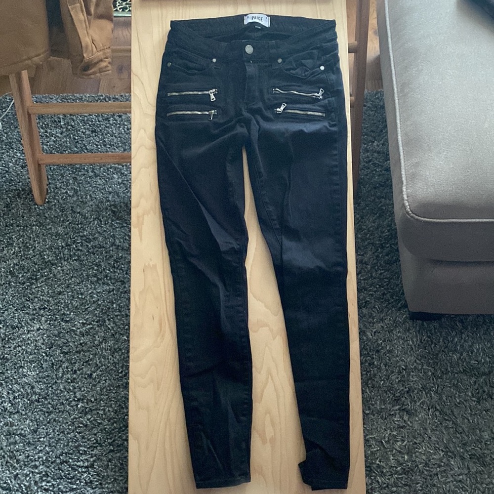 Paige zippered black jeans size 28